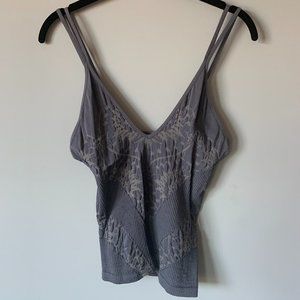 Free People Tank Top (skinny straps) - Purple/Mauve Textured Design - Scoop Neck